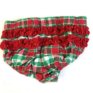Hartstrings Bloomers Pants Baby Girl 3 - 6 Mos Red Green Plaid Ruffle Bottom
